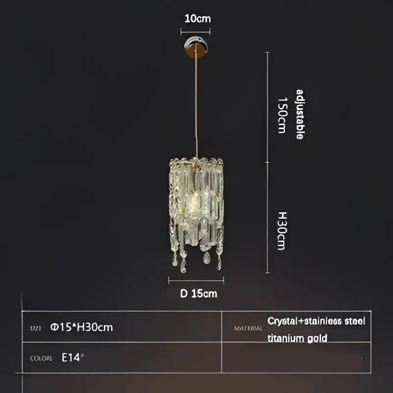 Modern gold crystal bedhead pendant light bedroom chandelier