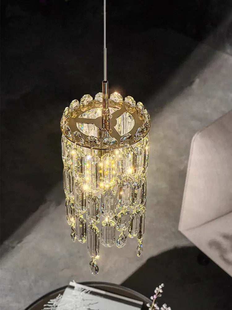 Modern gold crystal bedhead pendant light bedroom chandelier