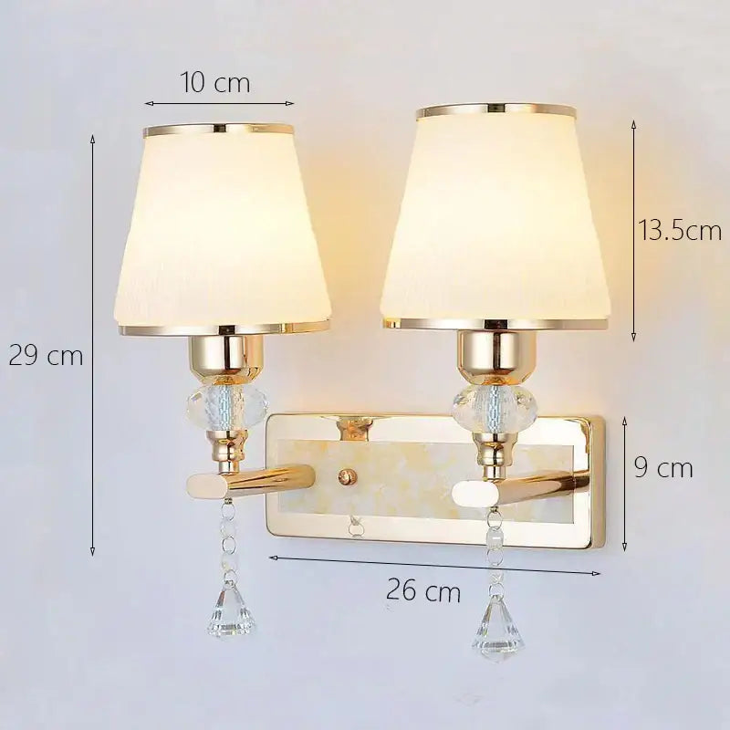 Modern gold crystal bedside wall sconce bedroom light with beads