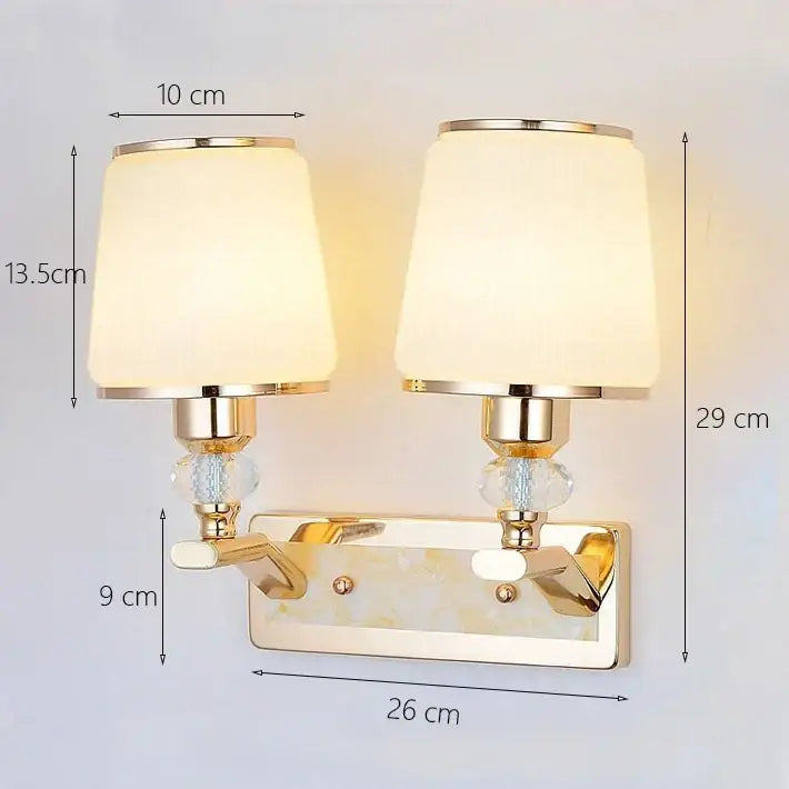 Modern gold crystal bedside wall sconce bedroom light with beads