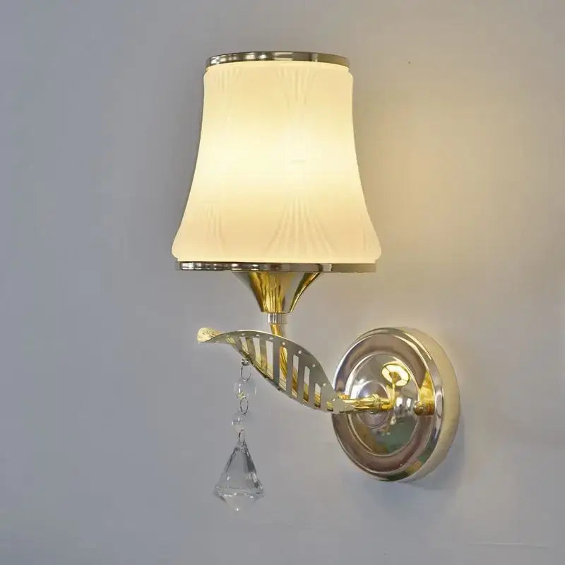 Modern gold crystal bedside wall sconce bedroom light with beads