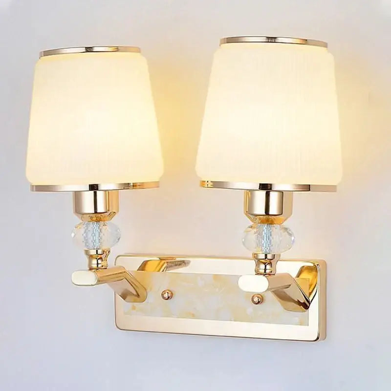 Modern gold crystal bedside wall sconce bedroom light with beads