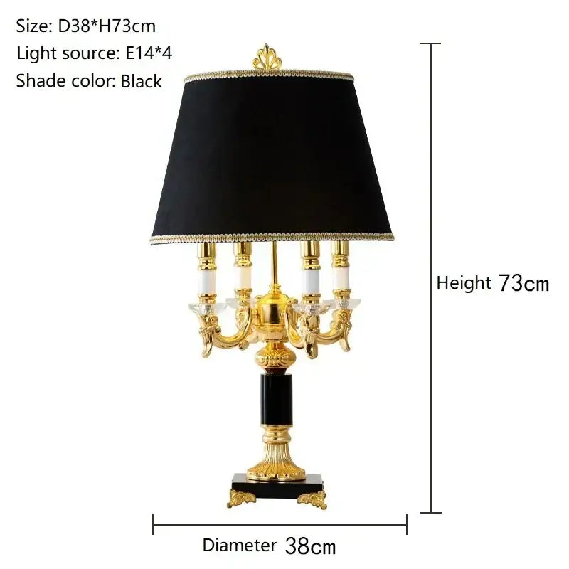 Modern gold crystal black table lamp bedroom chandelier light