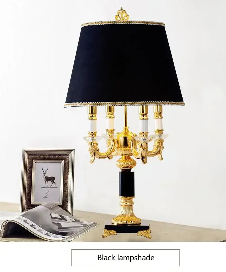 Modern gold crystal black table lamp bedroom chandelier light