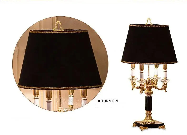 Modern gold crystal black table lamp bedroom chandelier light
