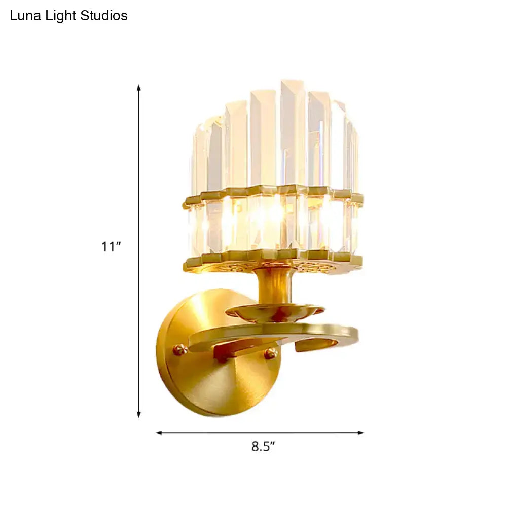 Modern gold crystal block wall lamp living room sconce