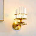 Modern gold crystal block wall lamp living room sconce