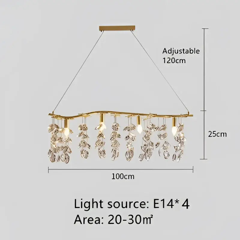 Modern gold crystal branch pendant chandelier dining room light