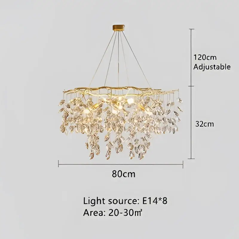 Modern gold crystal branch pendant chandelier dining room light