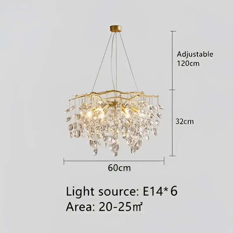 Modern gold crystal branch pendant chandelier dining room light
