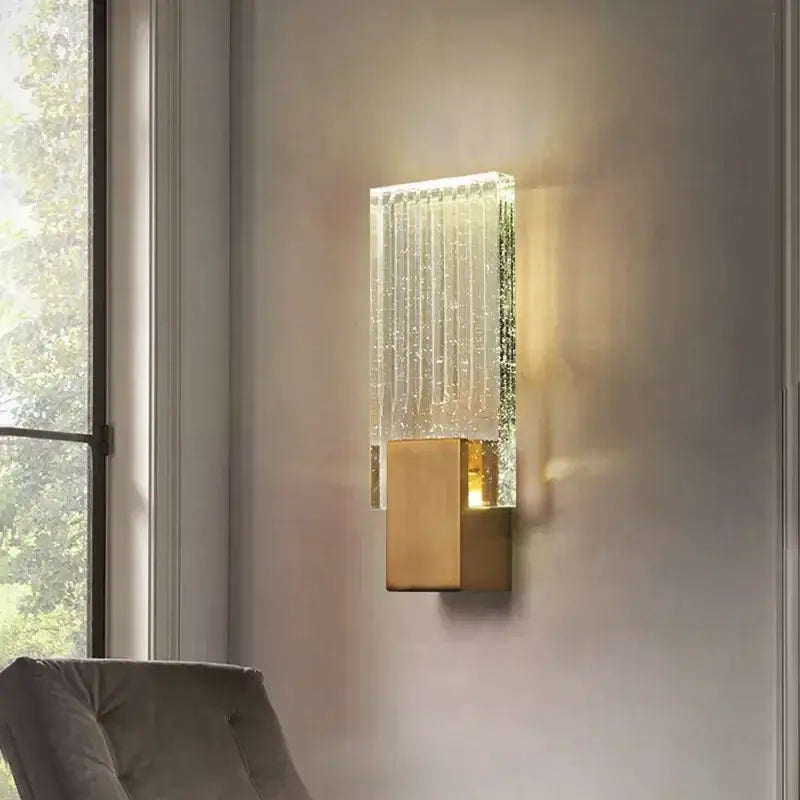 Modern gold crystal brass led wall lamp for luxury living room decor