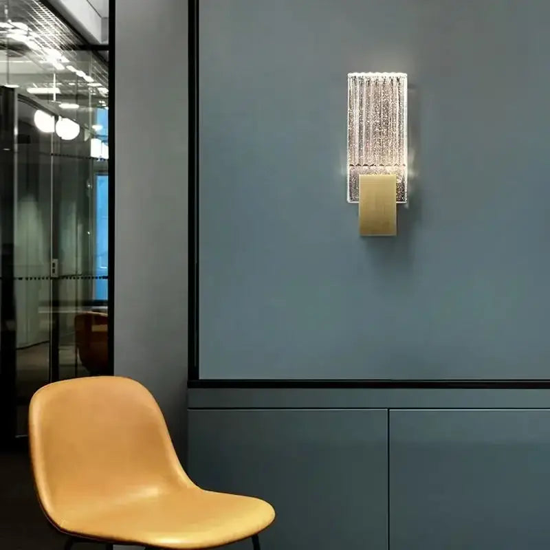Modern gold crystal brass led wall lamp for luxury living room decor