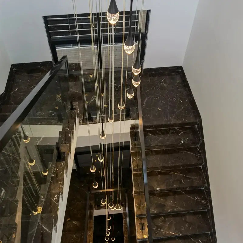 Modern gold crystal bubble chandelier for dining room teardrop pendant
