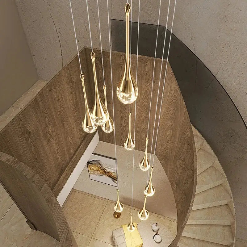 Modern gold crystal bubble chandelier for dining room teardrop pendant