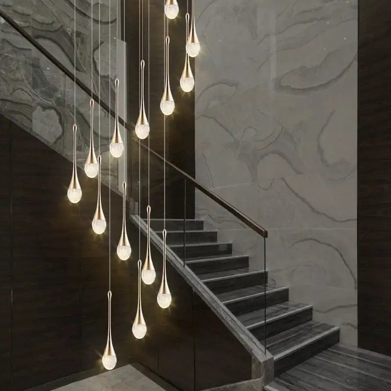 Modern gold crystal bubble chandelier for dining room teardrop pendant