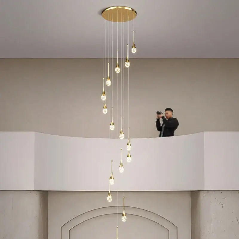 Modern gold crystal bubble chandelier for dining room teardrop pendant