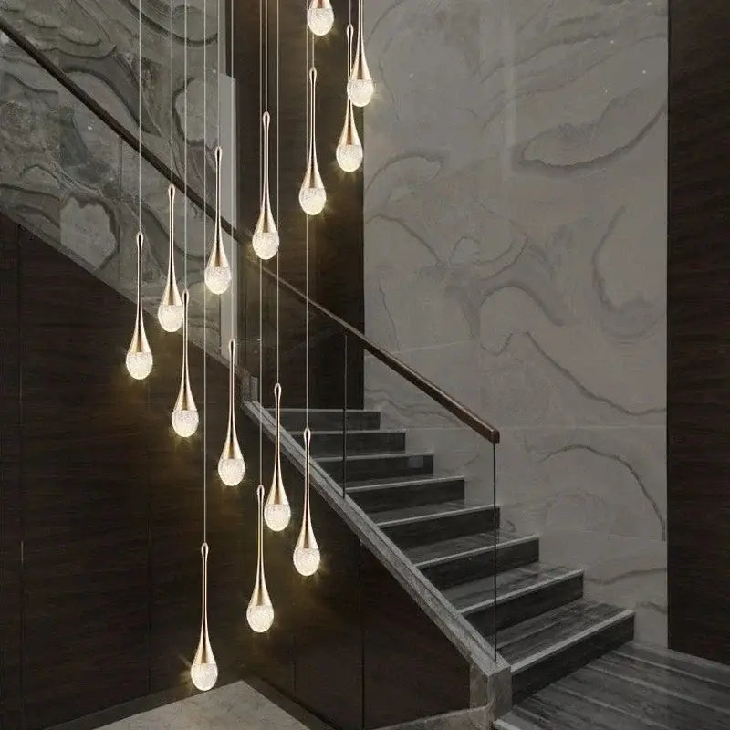 Modern gold crystal bubble chandelier living room teardrop pendant