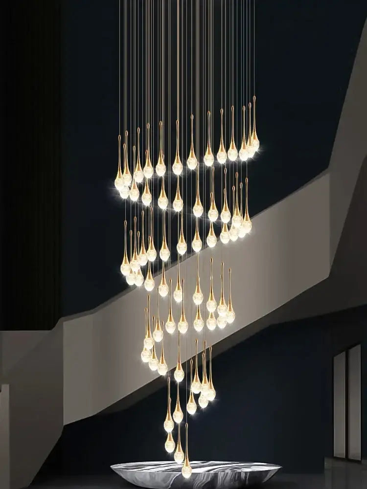 Modern gold crystal bubble chandelier living room teardrop pendant