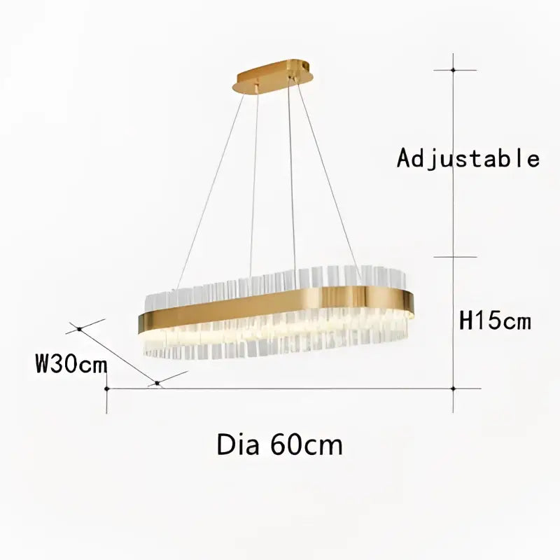 Modern gold crystal chandelier led ring lamp dining room decor