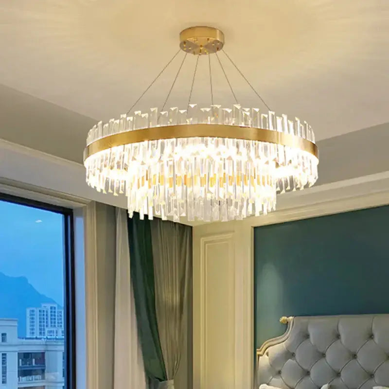 Modern gold crystal chandelier lighting fixture for dining room