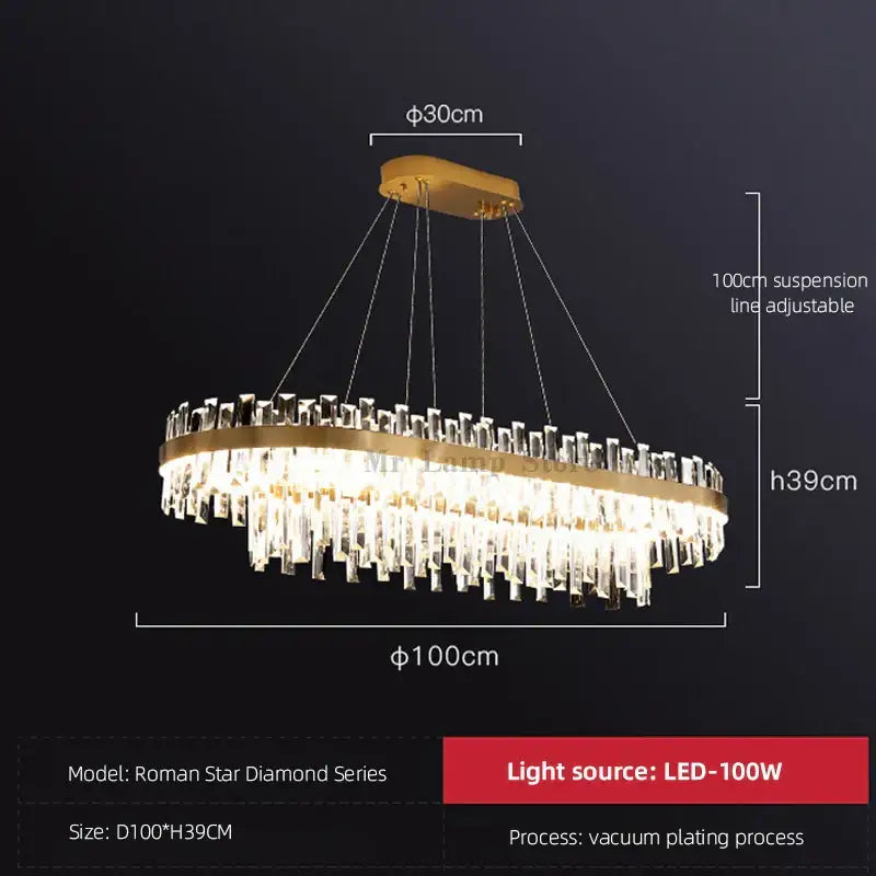 Modern gold crystal chandelier lighting fixture for dining room