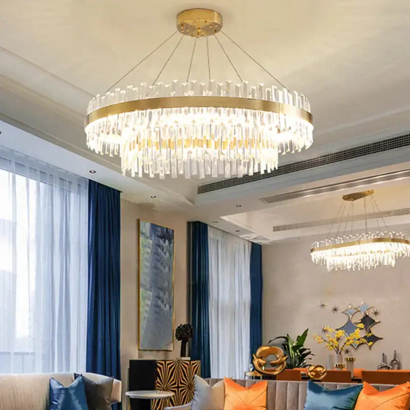 Modern gold crystal chandelier lighting fixture for dining room