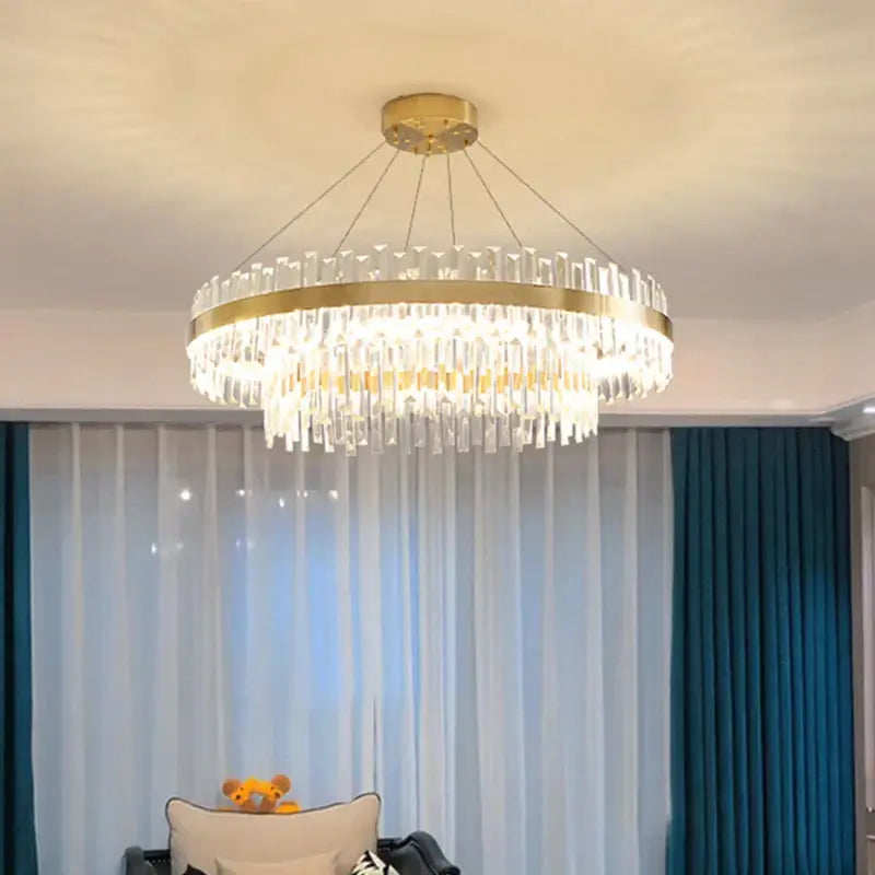Modern gold crystal chandelier lighting fixture for dining room