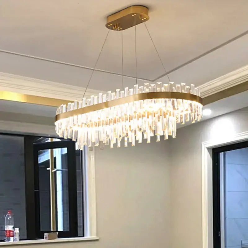 Modern gold crystal chandelier lighting fixture for dining room