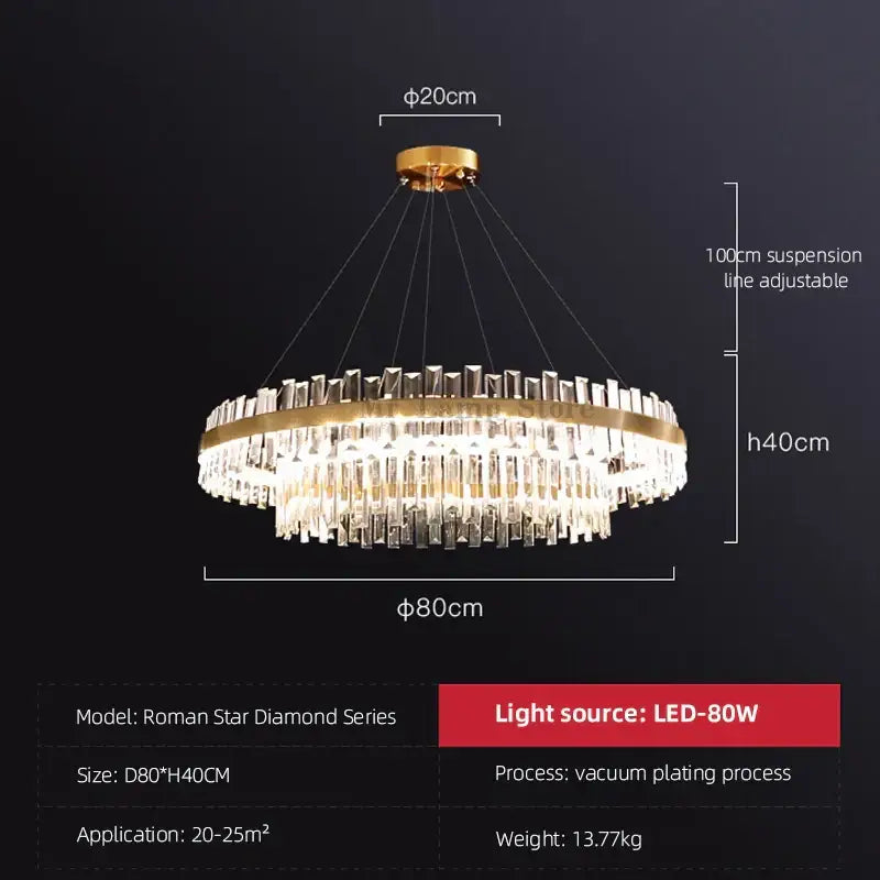 Modern gold crystal chandelier lighting fixture for dining room