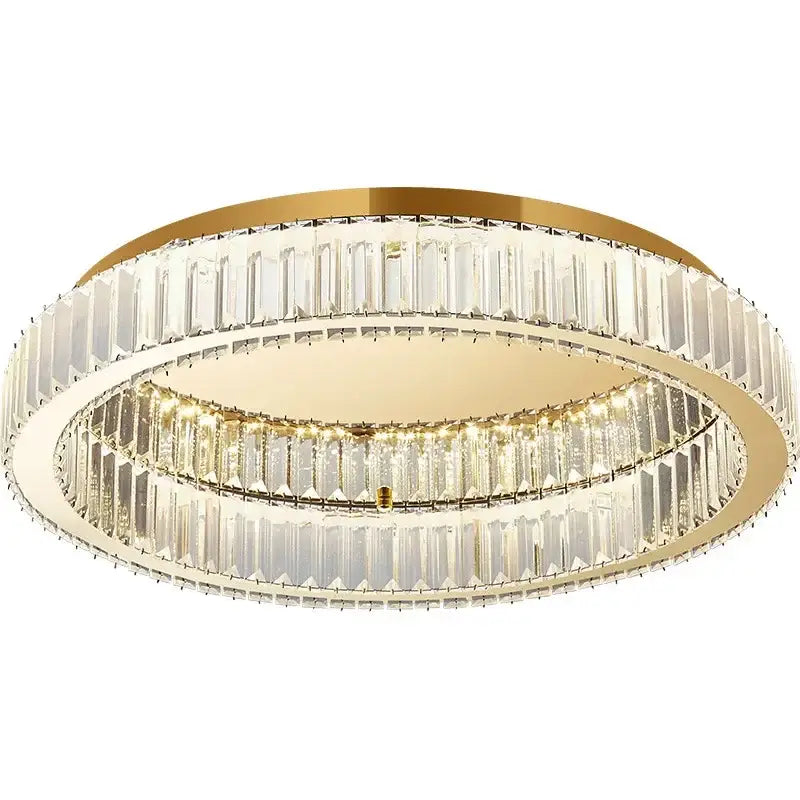 Modern gold crystal circle chandelier living room led ceiling lamp