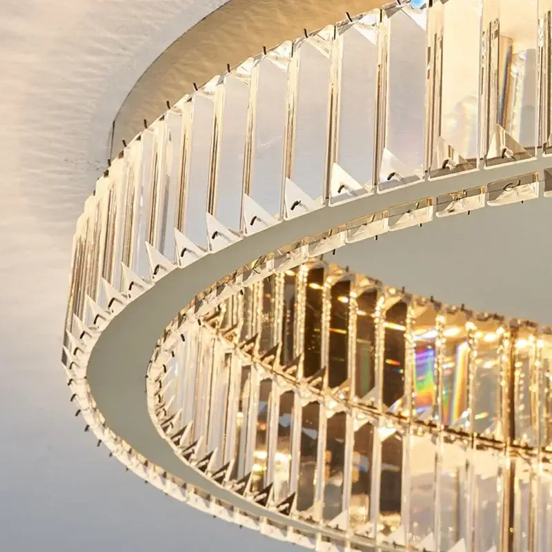 Modern gold crystal circle chandelier living room led ceiling lamp