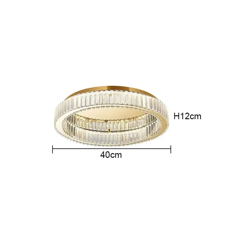 Modern gold crystal circle chandelier living room led ceiling lamp