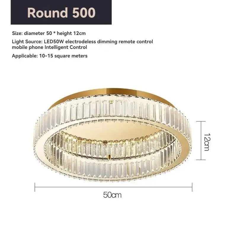 Modern gold crystal circle led chandelier living room light