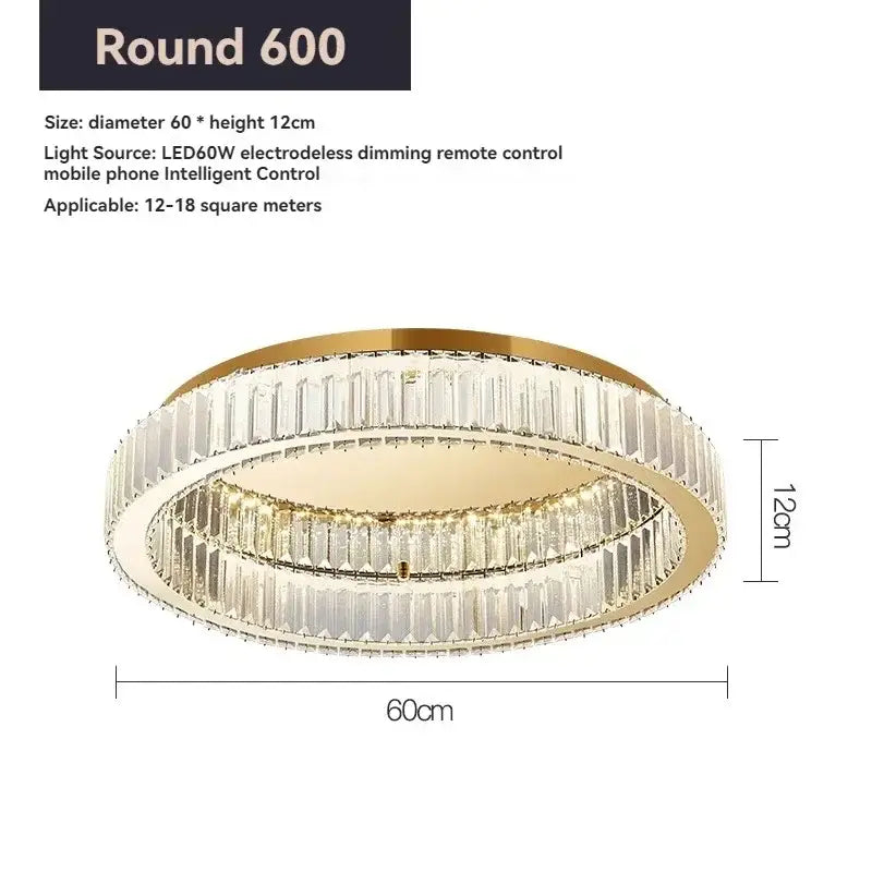 Modern gold crystal circle led chandelier living room light
