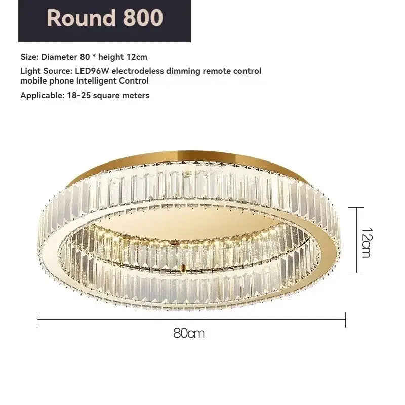 Modern gold crystal circle led chandelier living room light