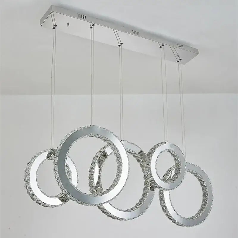 Modern gold crystal circle led pendant chandelier dining room