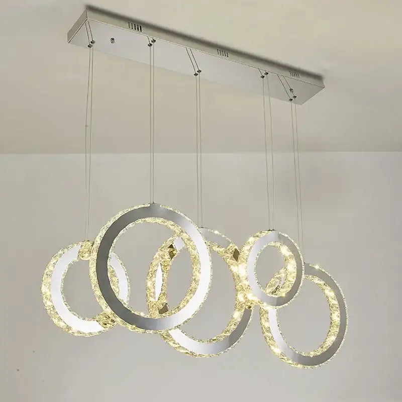 Modern gold crystal circle led pendant chandelier dining room