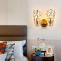Modern gold crystal circles wall light for bedroom