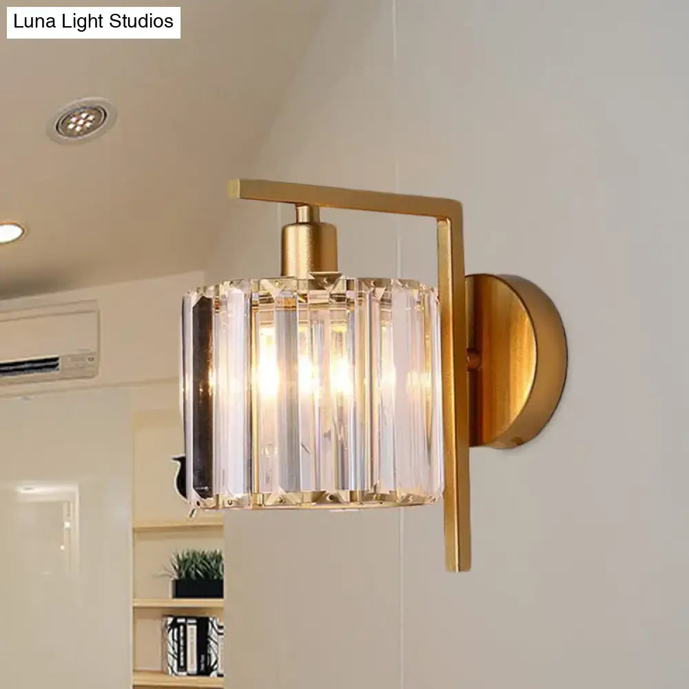 Modern gold crystal column wall sconce bedroom light