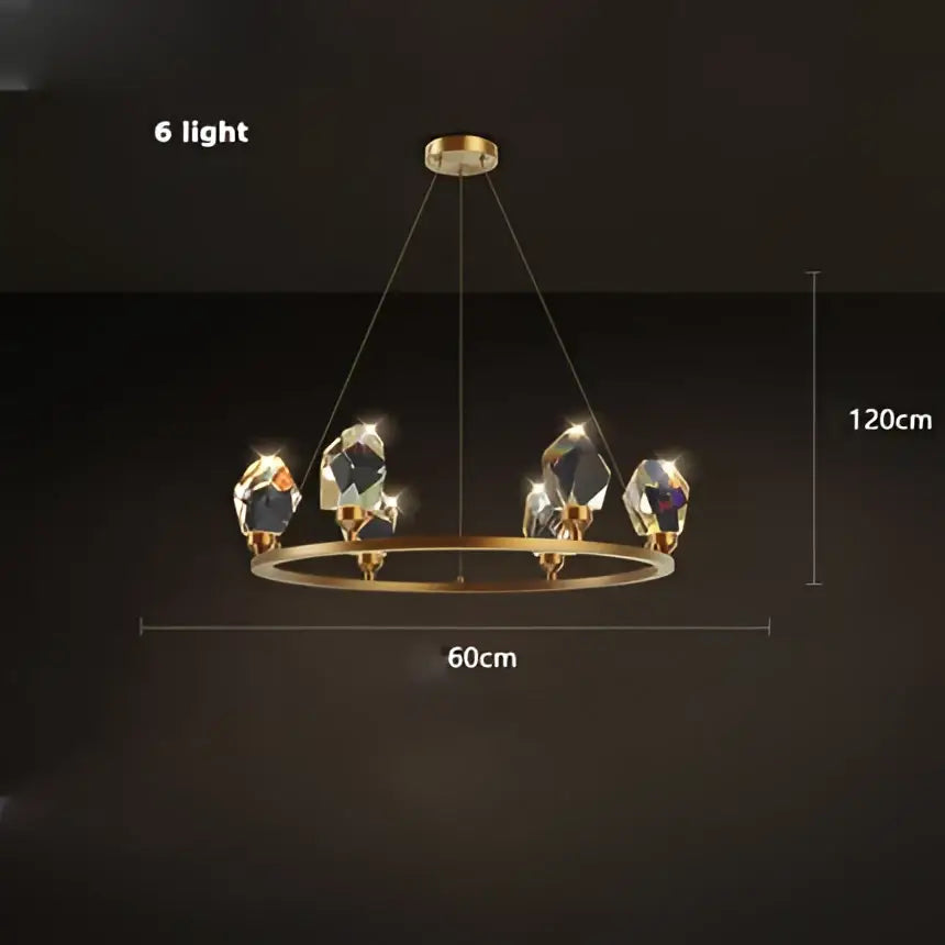 Modern gold crystal copper round chandelier dining room led light