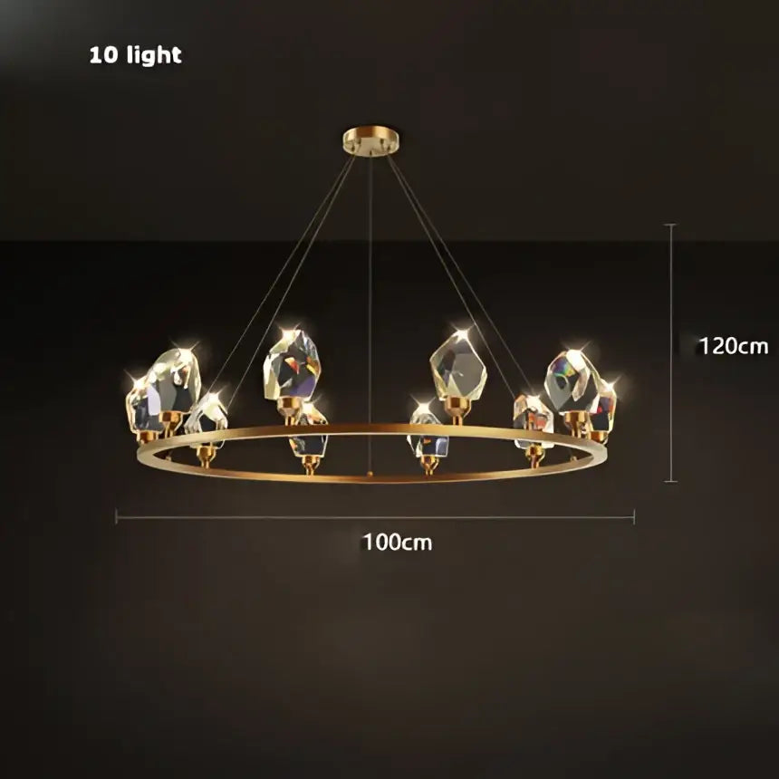 Modern gold crystal copper round chandelier dining room led light