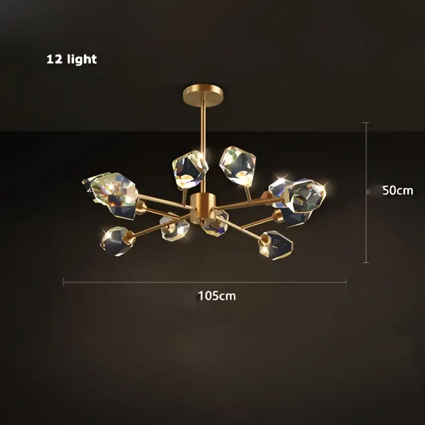 Modern gold crystal copper round chandelier dining room led light