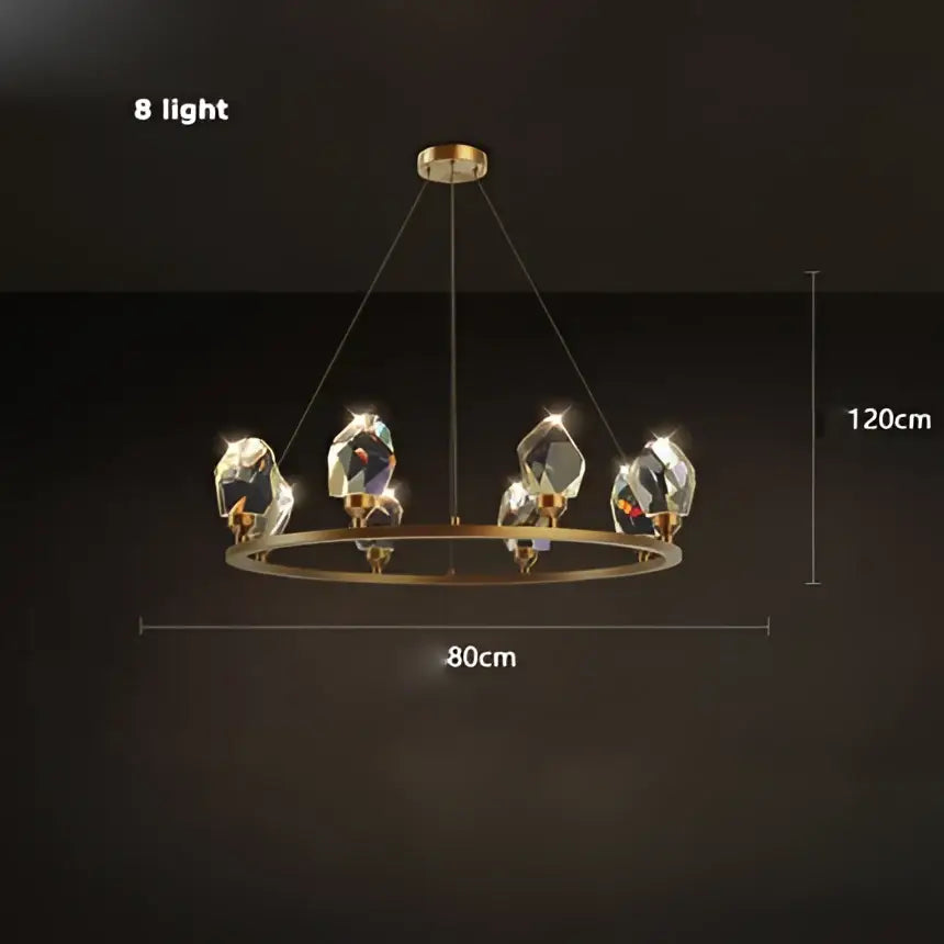 Modern gold crystal copper round chandelier dining room led light