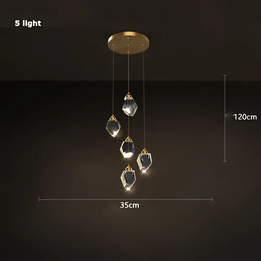 Modern gold crystal copper round chandelier dining room led light