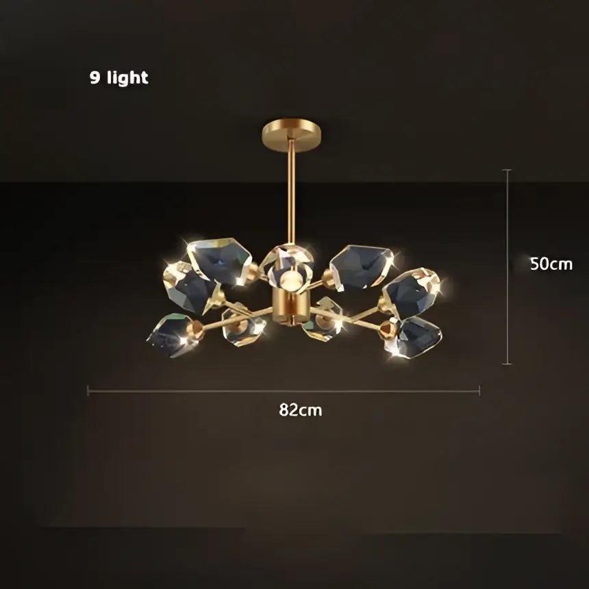 Modern gold crystal copper round chandelier dining room led light