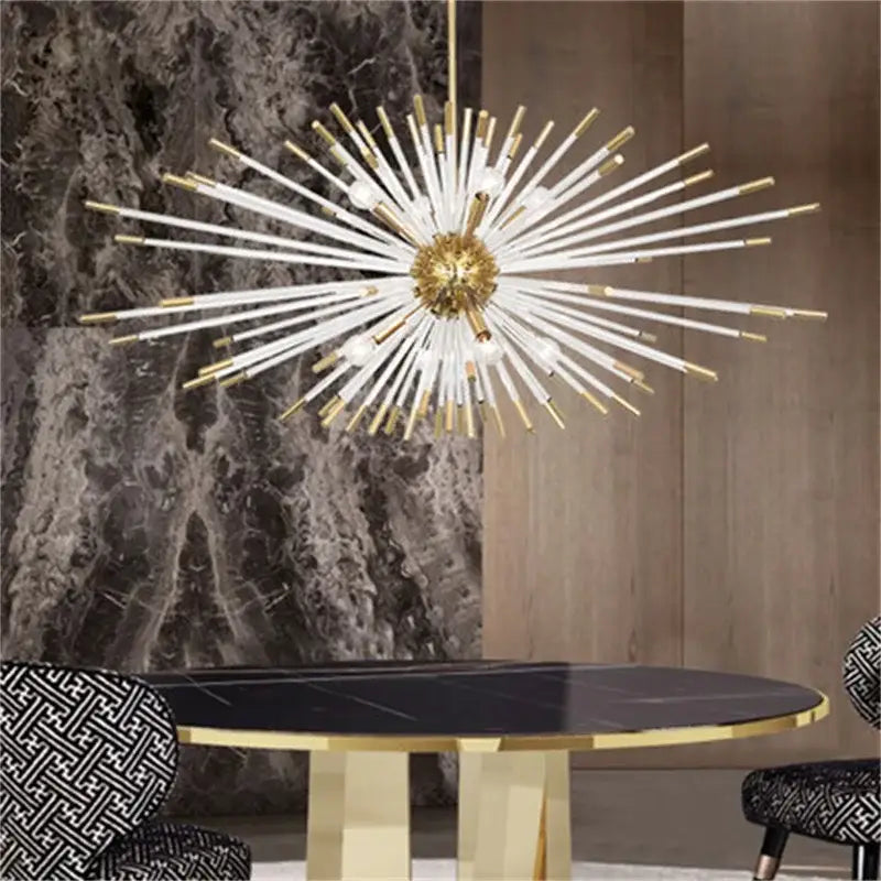 Modern gold crystal dandelion led chandelier living room light
