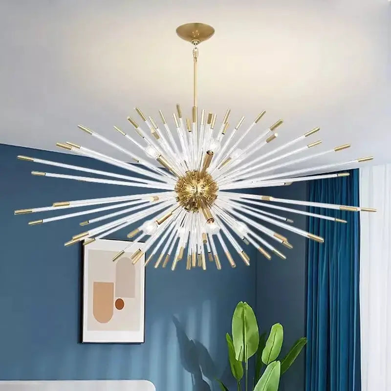 Modern gold crystal dandelion led chandelier living room light