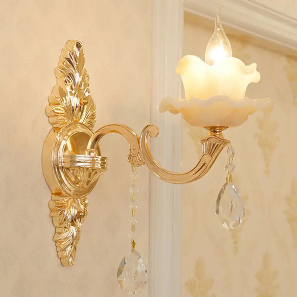 Modern gold crystal droplet wall mount light bedroom sconce