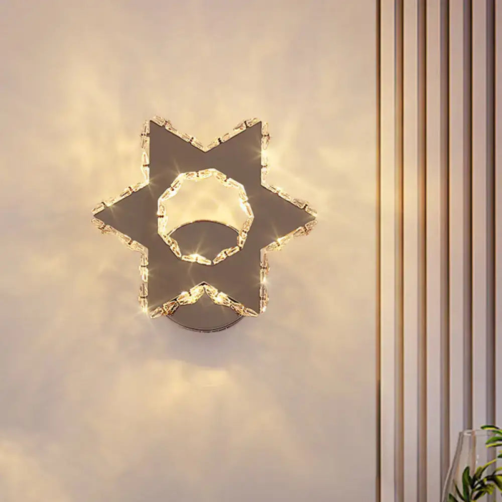 Modern gold crystal flower wall sconce bedroom warm white light