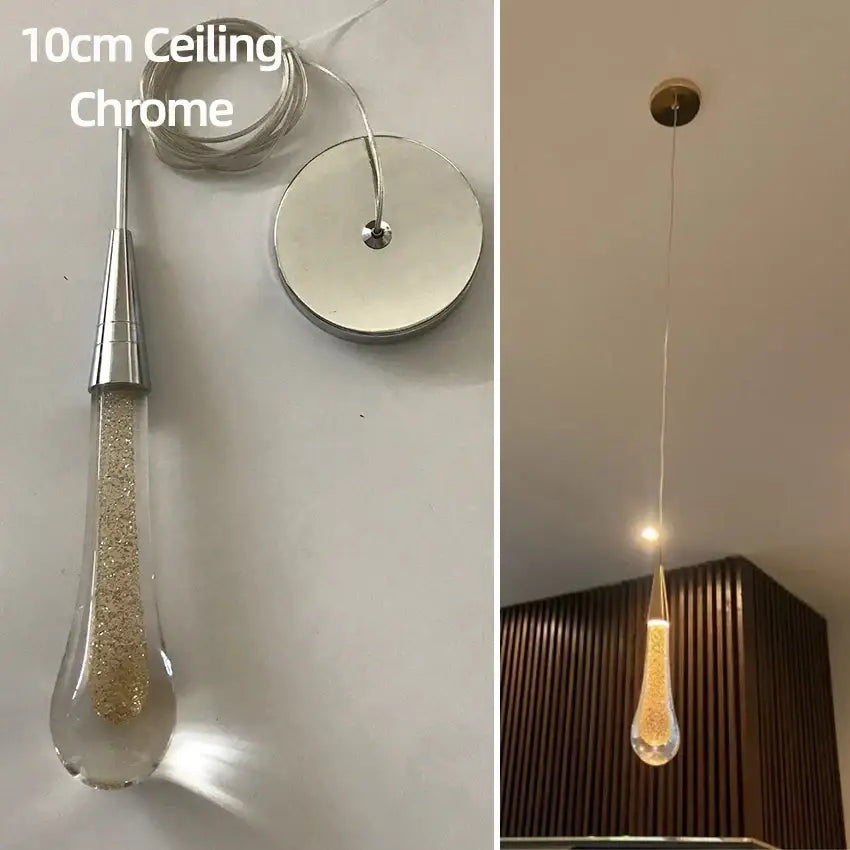 Modern gold crystal glass led pendant lights dining room teardrop shaded